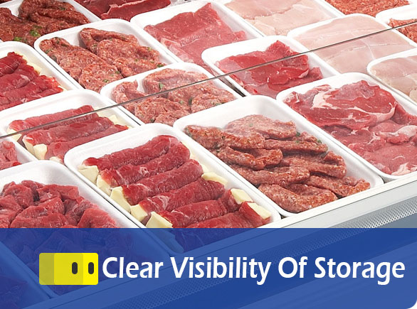 Clara visibilidade do armazenamento |NW-RG20A servir carne sobre o frigorífico expositor