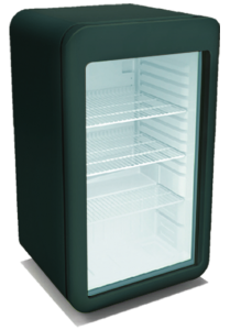 Detalhes - Mini refrigerador retrô de bancada para bebidas (resfriador)
