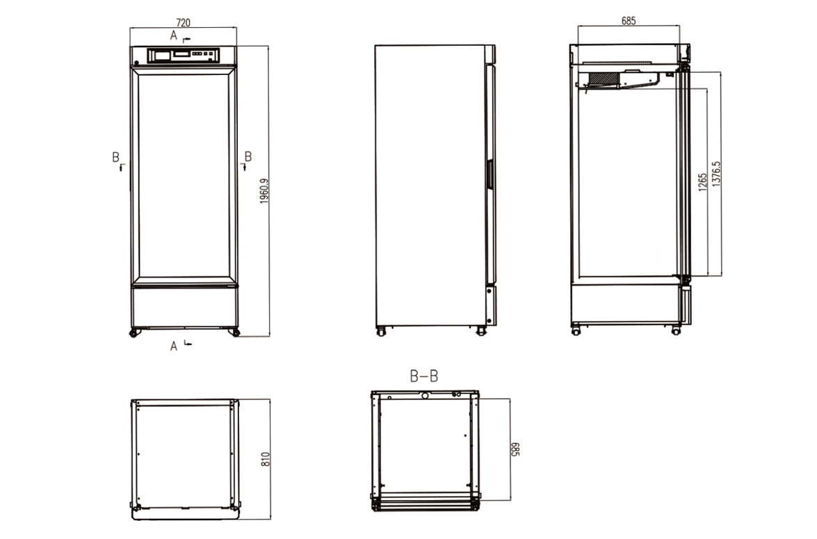 Refrigeradores de grado farmacéutico NW-YC525L |Dimensiones