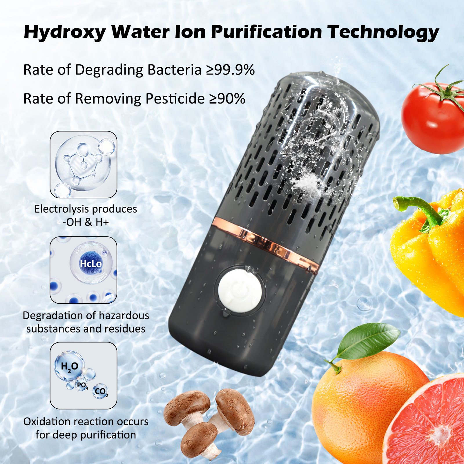 Vegetable Cleaner Device, Calody Fruit and Vegetable Washing Machine with  USB Rechargeable Base OH-ion Purification Technology for Cleaning Vegetable