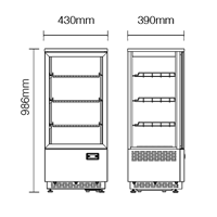 NW-RT78L-8 | Countertop See-Through 4 Sided Glass Beverage And Food Refrigerated Showcase