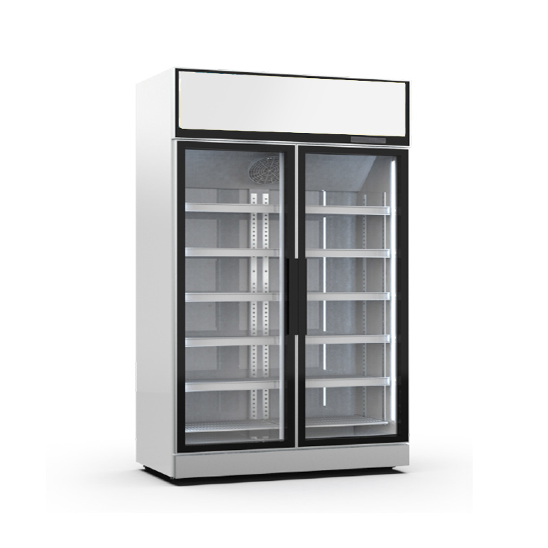 Floor Free Standing Double Door Glass Merchandising Refrigerator