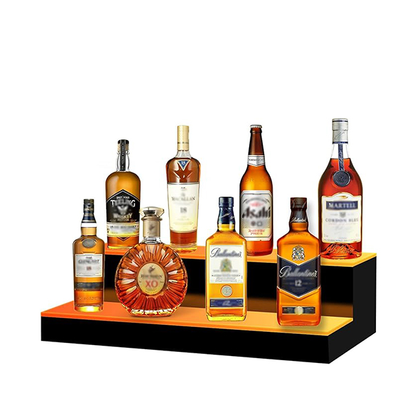 VONCI 24 Inch 2 Step LED Lighted Liquor Bottle Display Shelf (Walking Horse Lighting Effect)