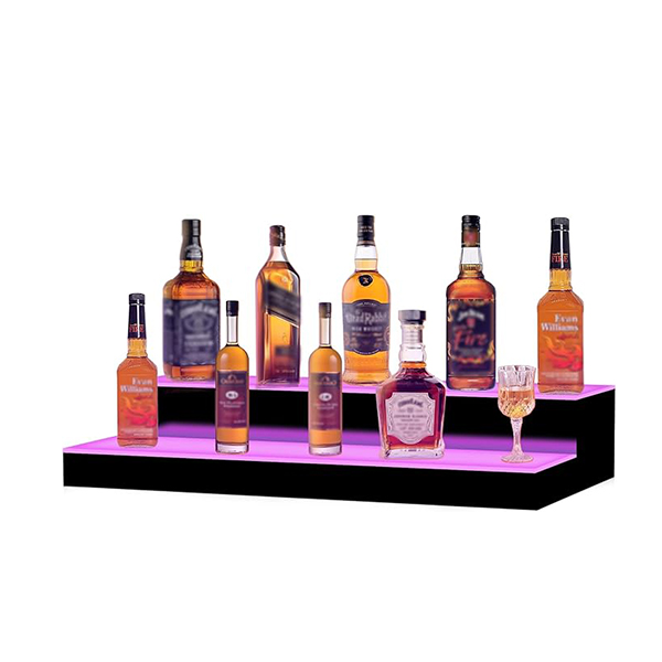 VONCI 40 Inch 2 Step LED Lighted Liquor Bottle Display Shelf (Walking Horse Lighting Effect)