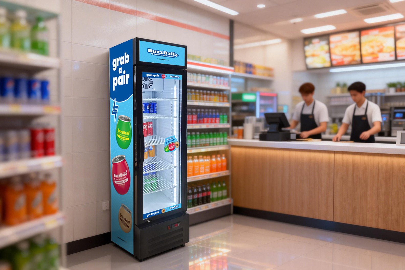 Scene diagram of beverage display cabinet