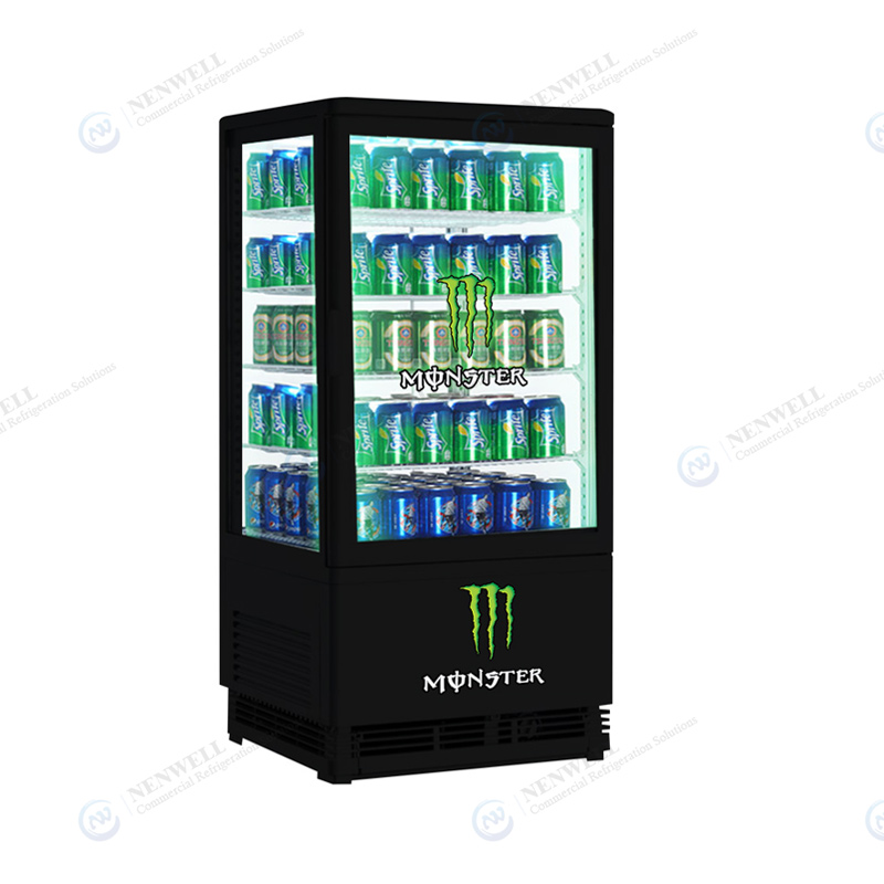 Countertop Pass-Through Four Sided Glass Drink And Food Display Fridge