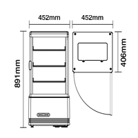 NW-RT68L-3 | countertop 4 sided glass refrigerated display case