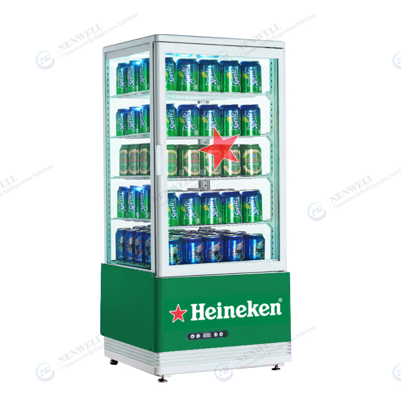 Countertop Pass-Through Drink And Food Refrigerated Display Case With 4 Sided Glass