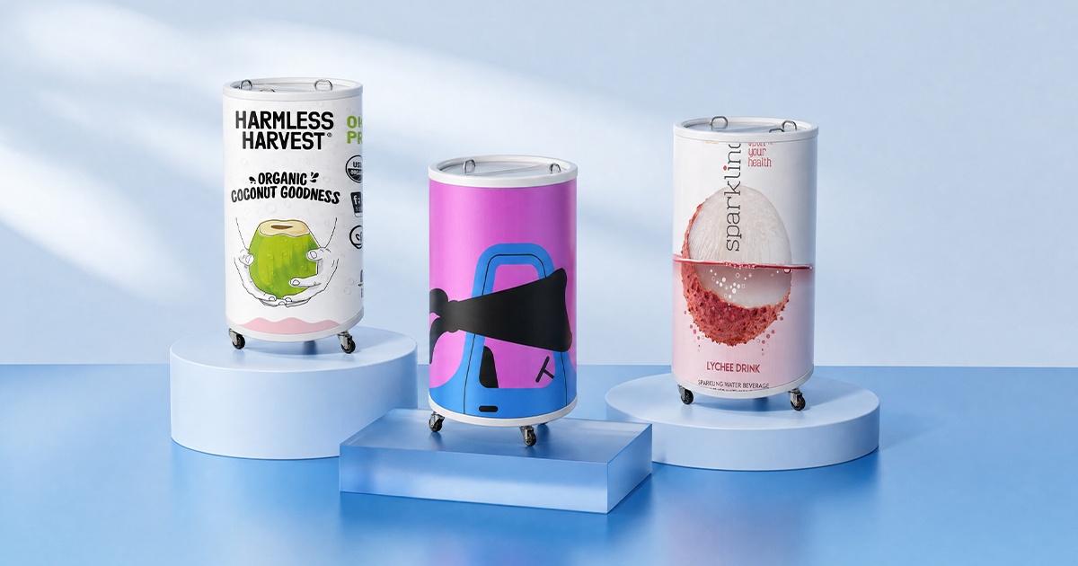 Canned beverage display cabinet