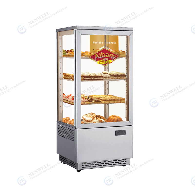 Countertop See-Through 4 Sided Glass Beverage And Food Refrigerated Showcase