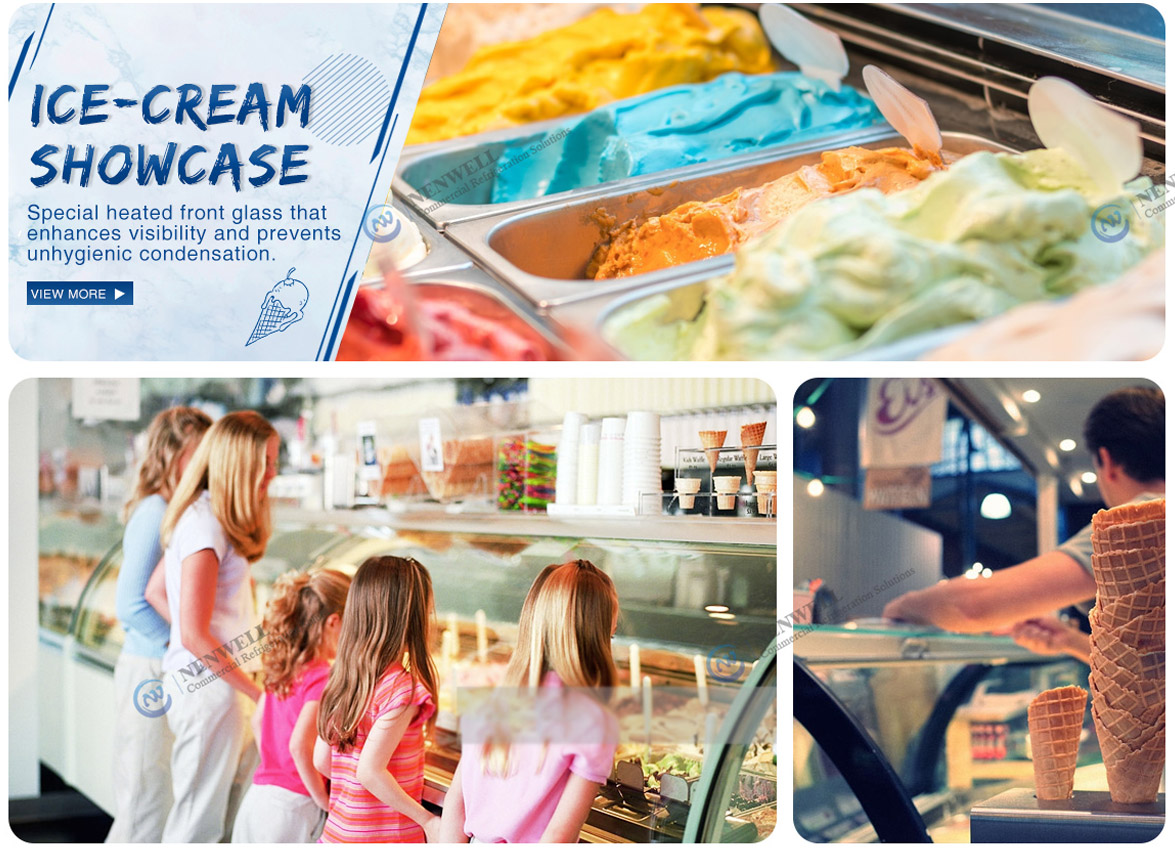 Applications | NW-QD12 Commercial Small Ice Cream Display Fridge Showcase Price For Sale