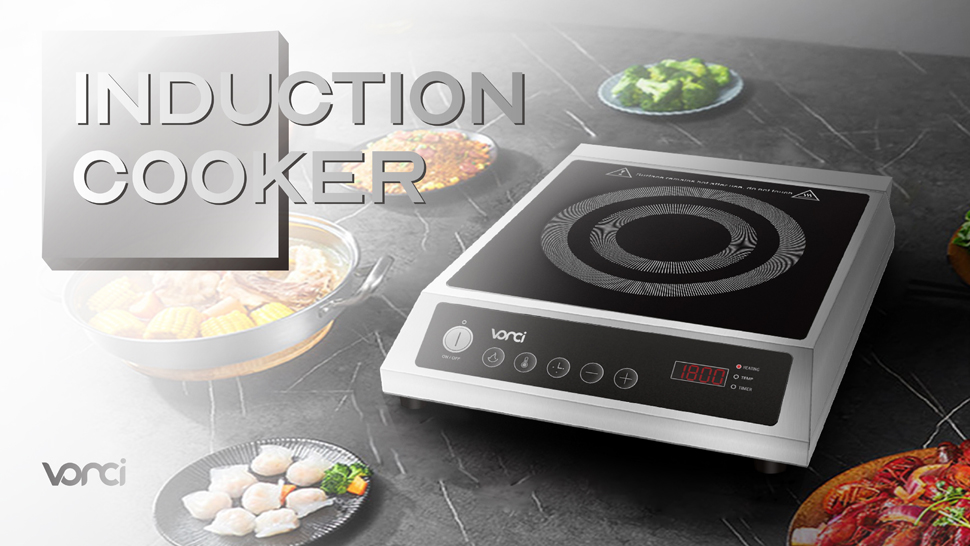 VONCI 1800W / 120V Commercial Induction Cooktop, Duorsum Countertop Burner mei RVS húsfesting, Profesjonele Countertop Induction Cooker mei Big LED Display Screen en Knop Control foar Restaurant of Hotel.