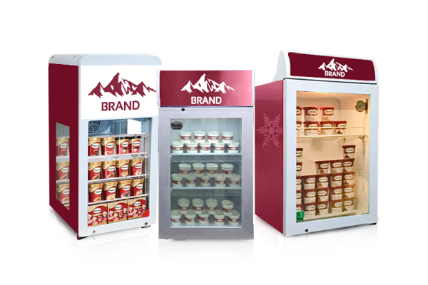 Mini freezer de bancada com caixa de luz para Haagen Dazs ou outras marcas famosas