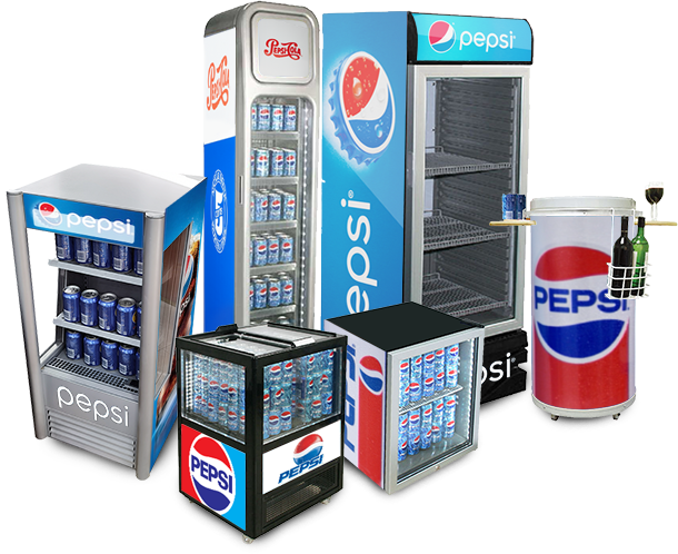 Cusom-Branded Mini And Upright Display Fridges And Coolers For Pepsi Cola Promotion