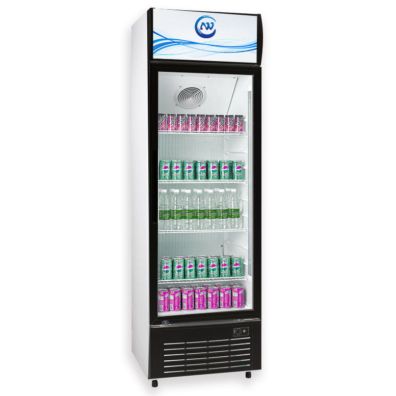 Commercial Upright Single Glass Door Beverage Display Cooler Refrigerator