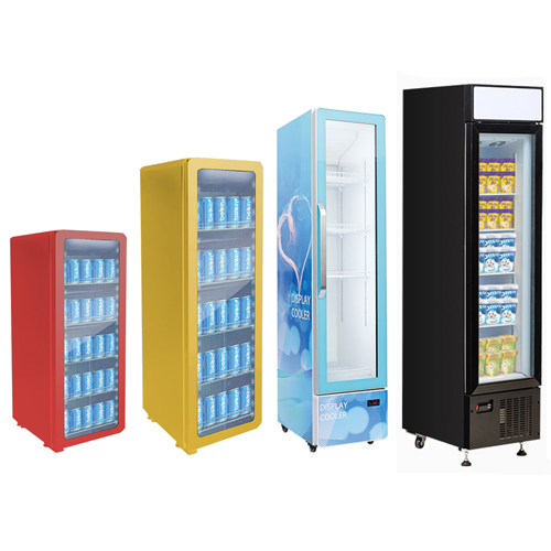 Fabriksgrossist Tall Thin Beverage Display Slim Upprätt Frys med LED Top Light