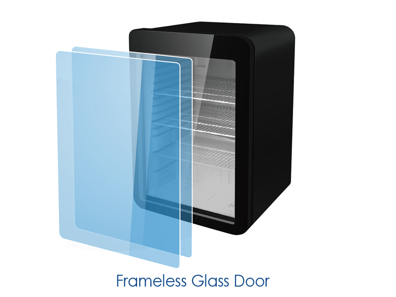 Frameless Glass Door-Details-Countertop Mini Retro Display Fridge (Cooler)