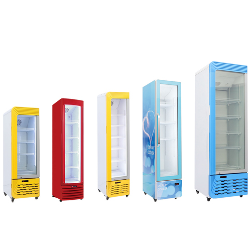 LED Beliichtung Slim Tall Dënn Gedrénks Upright Display Frigo