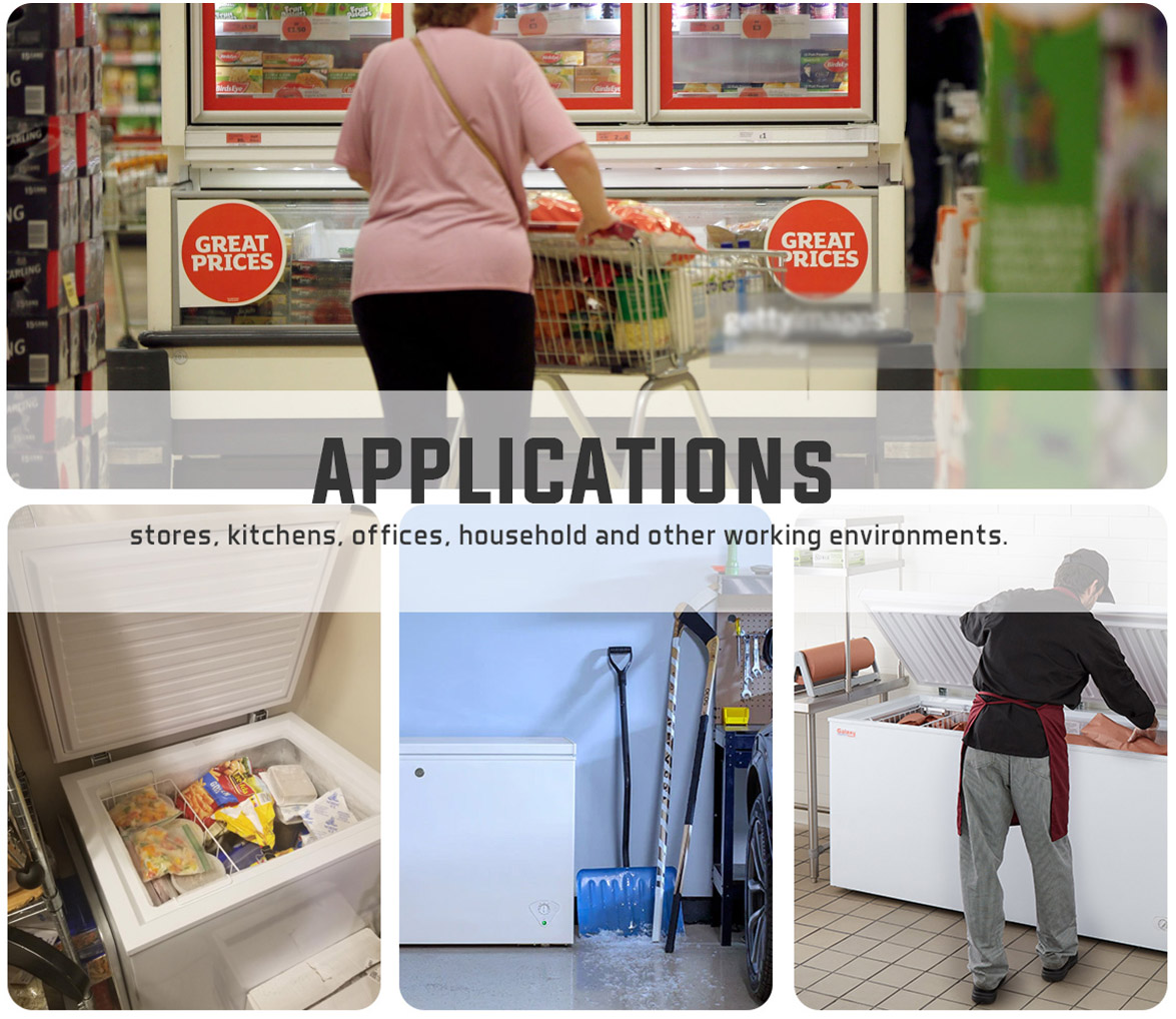 Applications | NW-BD850-1000-1200 Ice Cream And Food Storage Chest Style Deep Box Freezer And Fridge | Price factory and manufacturers