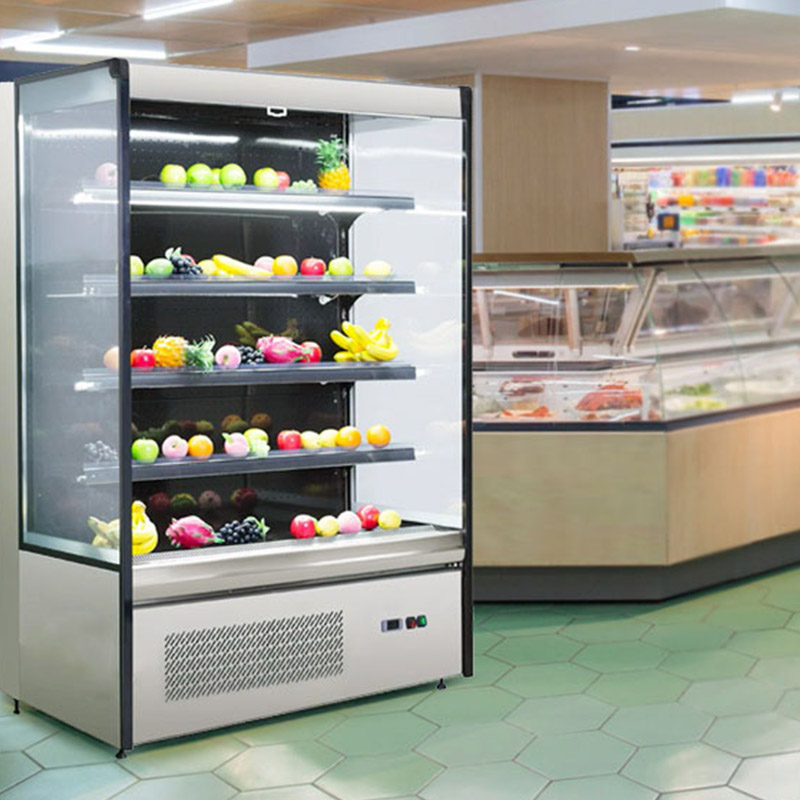 Grocery Store Plug-In Multideck Open Air Curtain Refrigeration Unit For Fruits And Vegetables