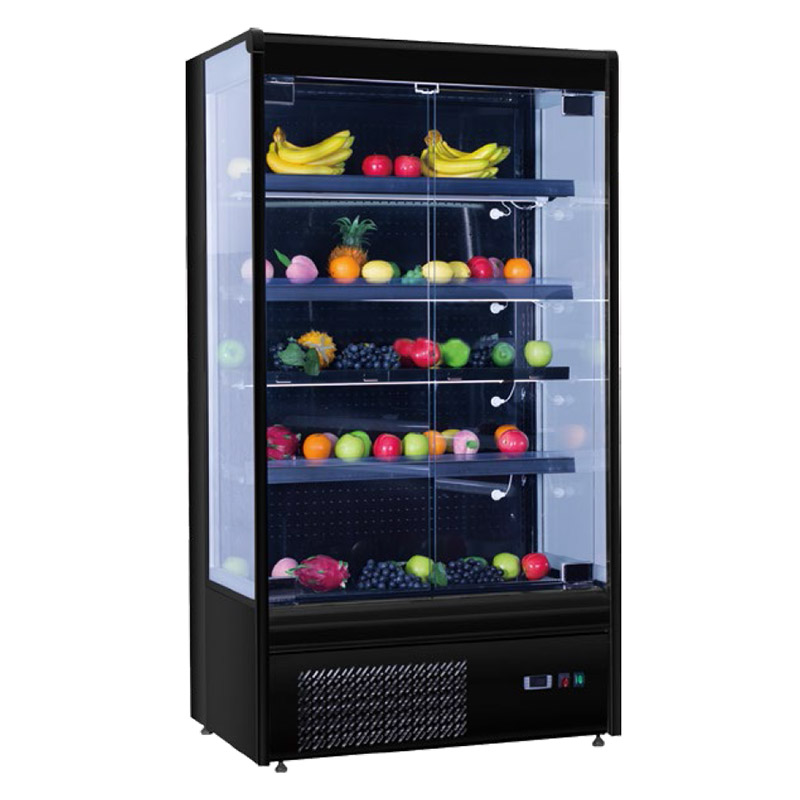 Grocery Store Plug-In Multideck Display And Storage Chiller Fridge With Glass Doors For Vegetables