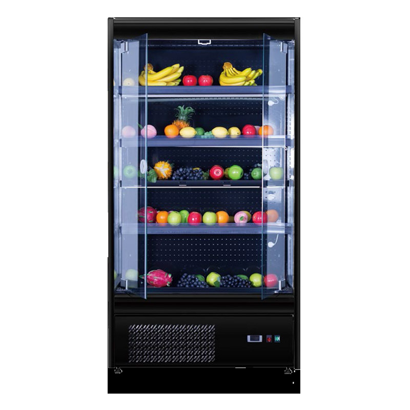Grocery Store Plug-In Multideck Display And Storage Chiller Fridge With Glass Doors For Vegetables