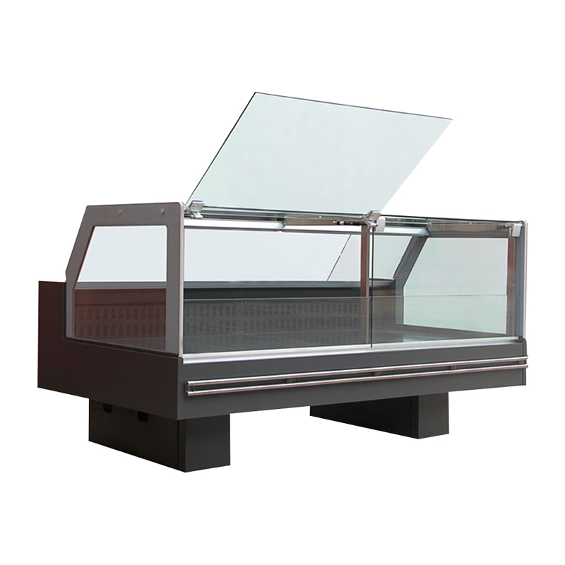 Supermarket Deli Front Right Angle Glass Door Remote Type Showcase For Meat Display