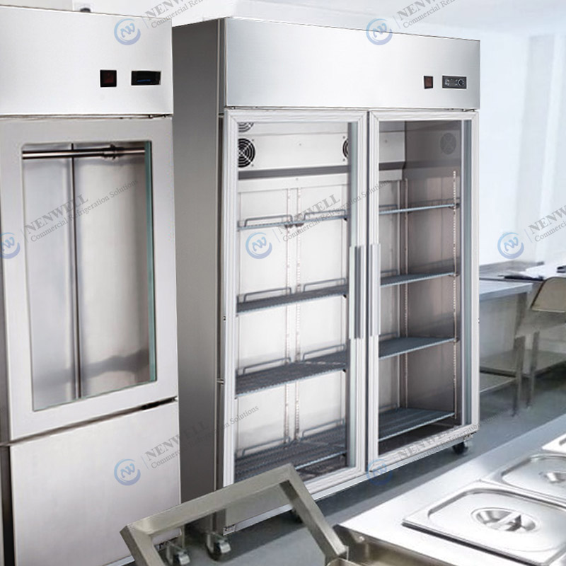 Cửa kính 2 phần Nhìn xuyên màn hình Tủ lạnh hoặc tủ đông bằng thép không gỉ