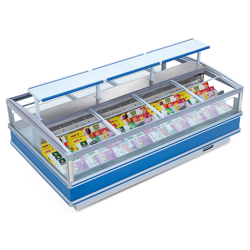 Grocery Store Remote Frozen Food Deep Storage Display Island Freezer Refrigeration