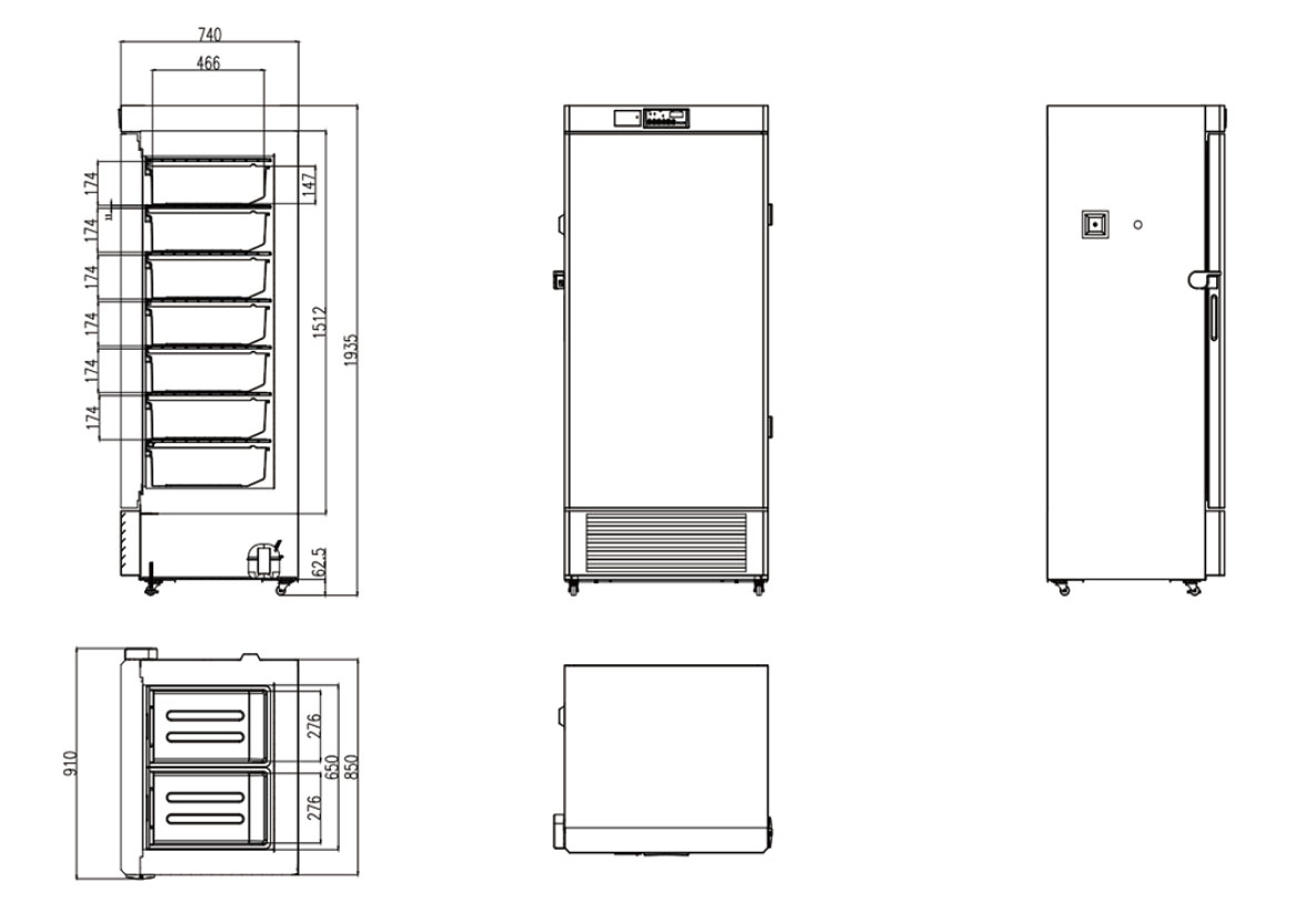 Dimensions | NW-DWFL439 low temp freezer