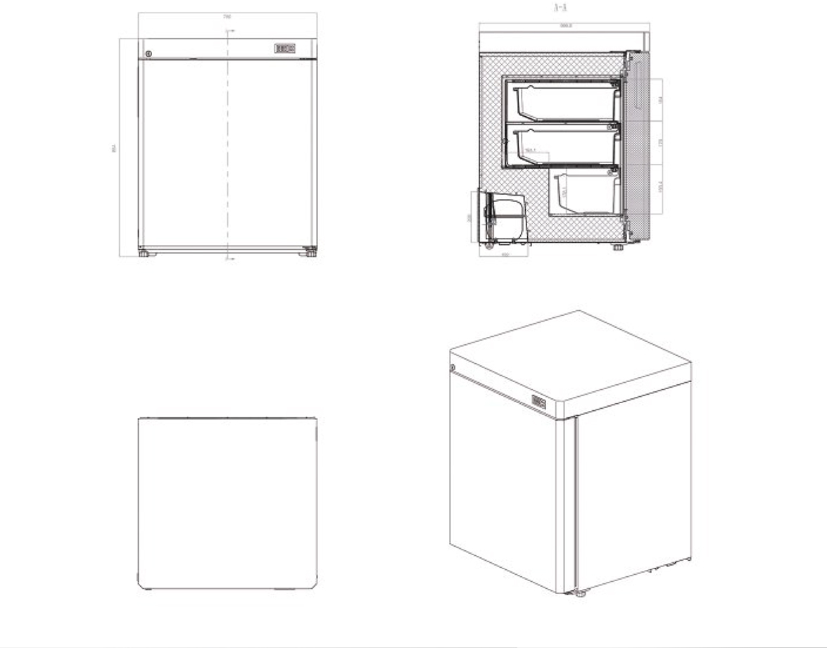Dimensions | NW-DWYL90 Small Lab Freezer