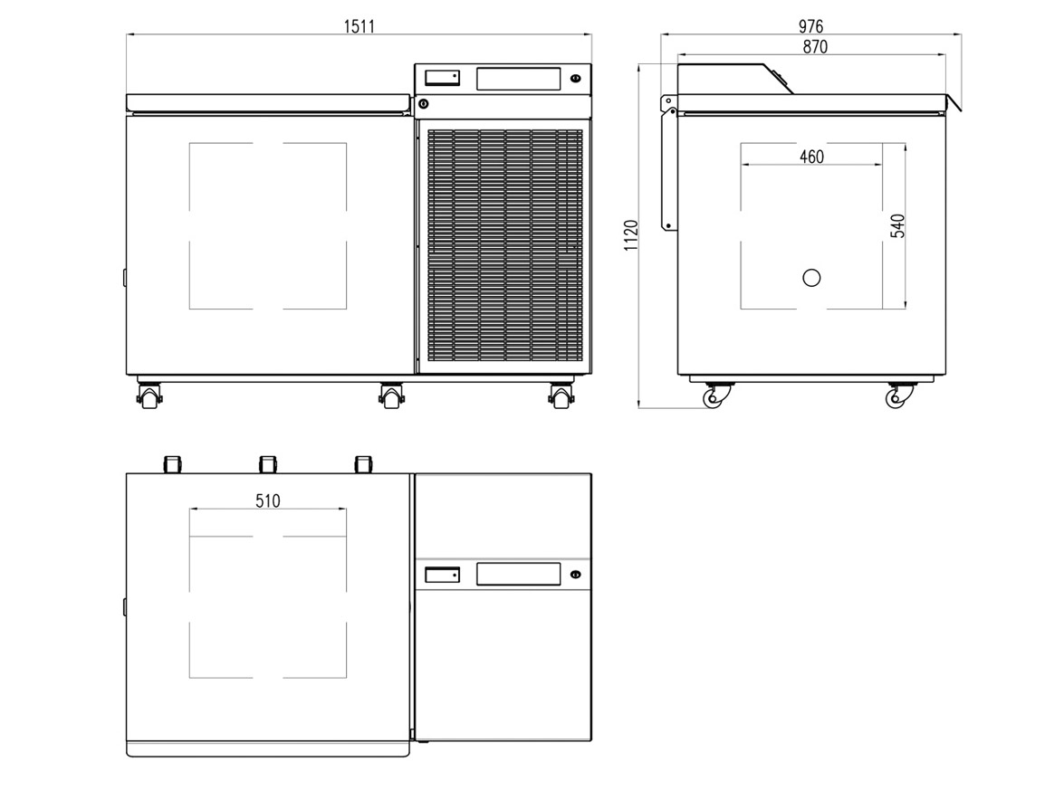 Dimensions | NW-DWZW128 cryogenic freezer