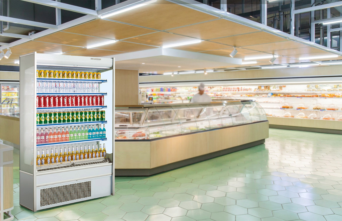 NW-HG12A Supermarket Plug-In Multideck Open Air Drink Display Cooler Fridge For Retail Solutions