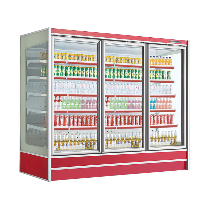 Supermarket Remote Type Hinge Door Glass Showcase For Drinks And Beers