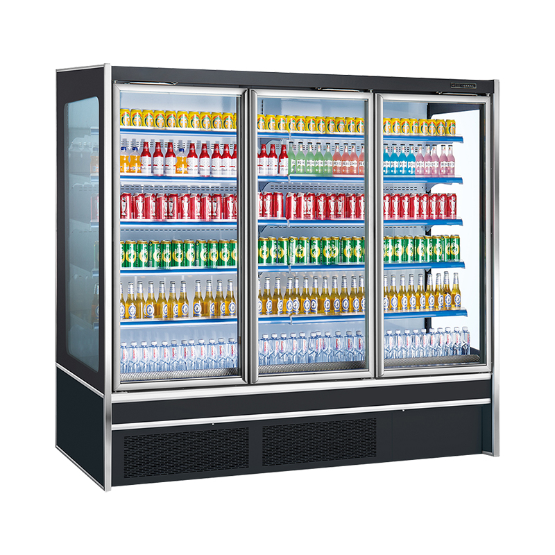 Supermarket Hinge Glass Door Plug-in Display Fridge Rau Dej Haus Thiab Beers