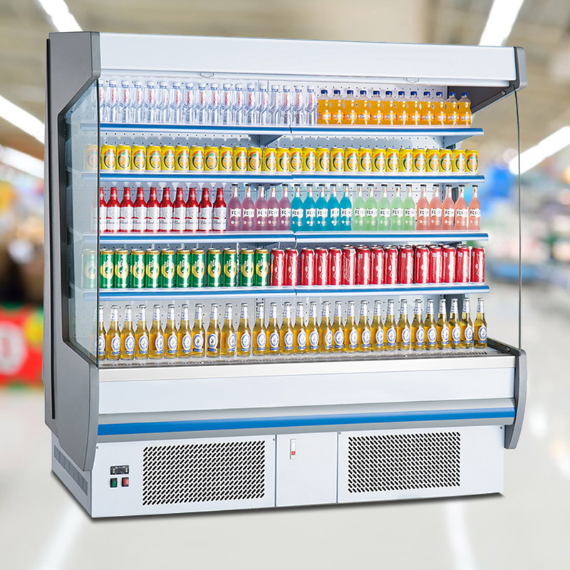 Supermarket Plug-In Multideck Open Air Curtain Display Merchandiser Cases And Fridges