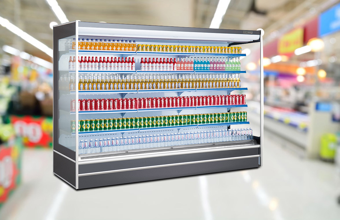 NW-HG30AF Convenience Grocery Store Vertical Remote Multideck Open Air Curtain Drink And Beverage Coolers Fridge For Sale