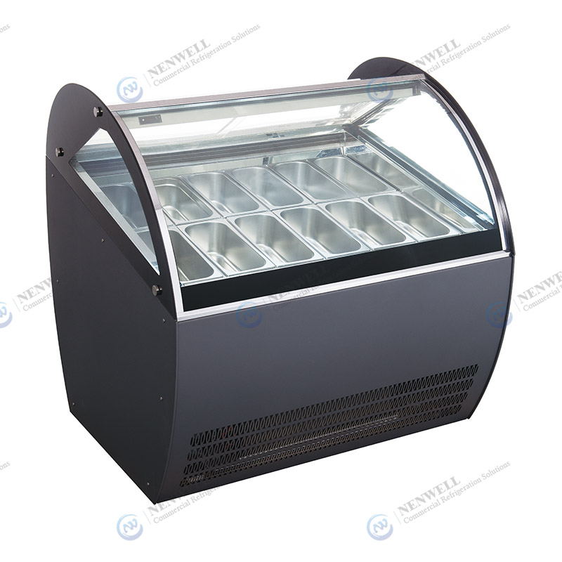Commercial Ice Cream Display Stand Booth with Freezer Champer