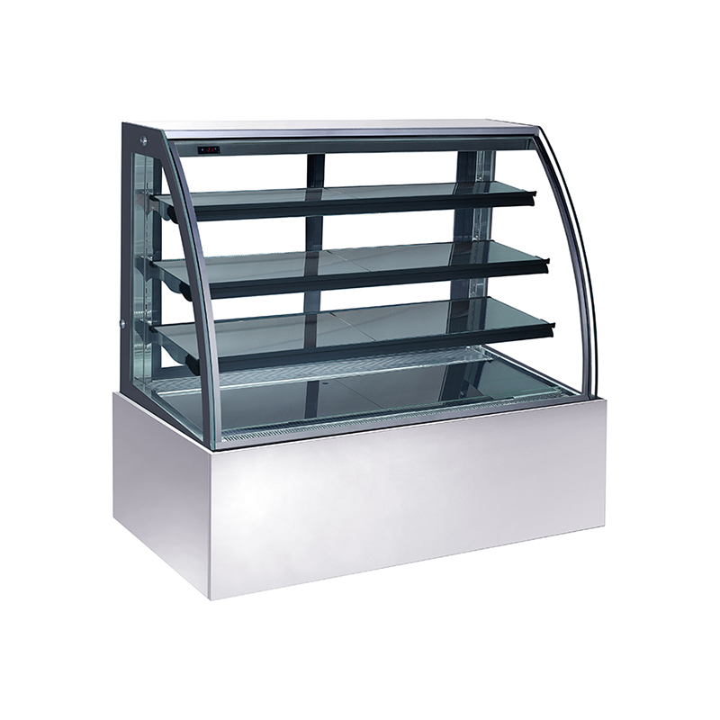 Commercial Curved Front And Rear Sliding Cake Glass Display Fridge For Cup Cake