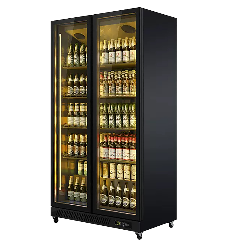 Black double door glass beverage cabinet NW-KXG1120
