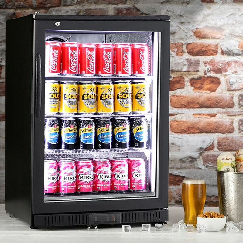 Ventilador de refrixeración do pub, frigorífico de barra traseira con porta de vidro de 1 sección