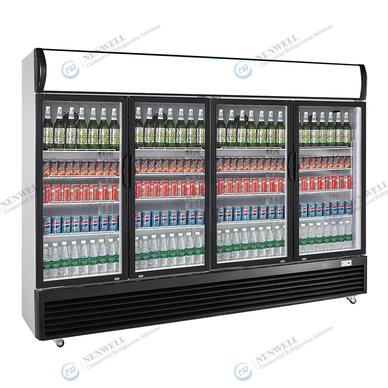 Commercial Upright Quad Door Display Refrigerator With Direct Cooling System