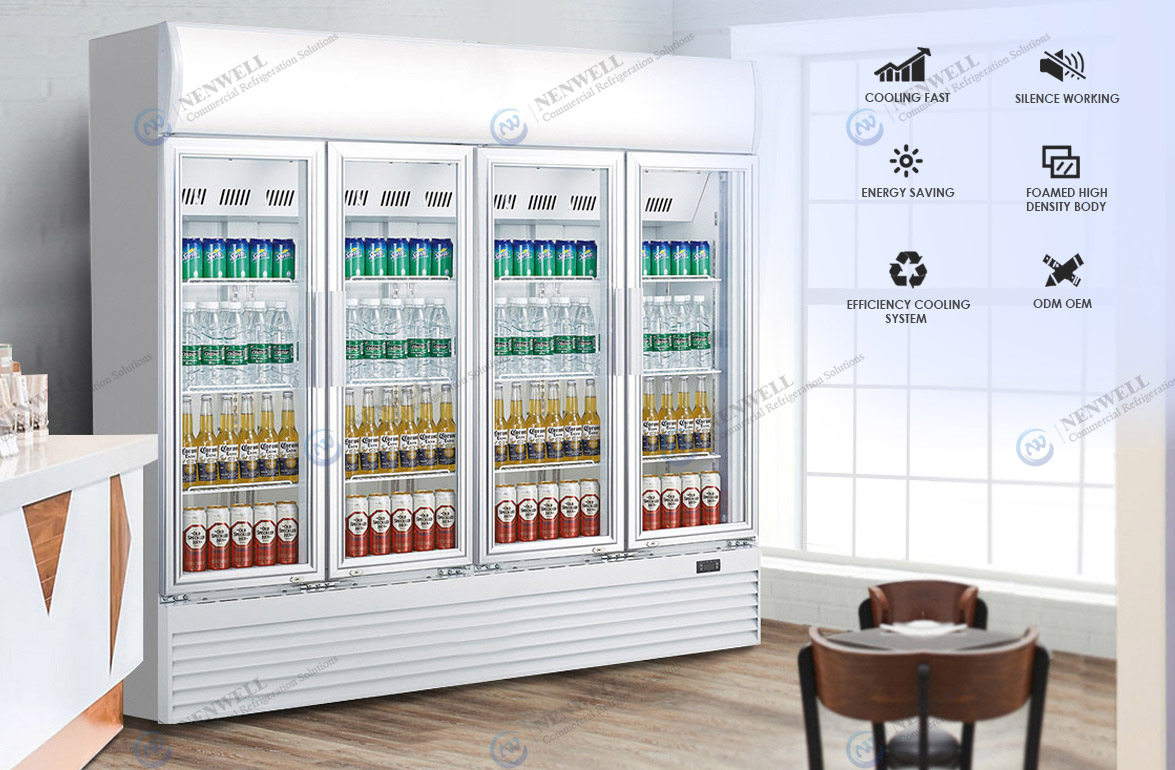 NW-LG2000F Commercial Upright Quad Glass Door Display Fridge With Fan Cooling System Price For Sale | manufacturers & factories