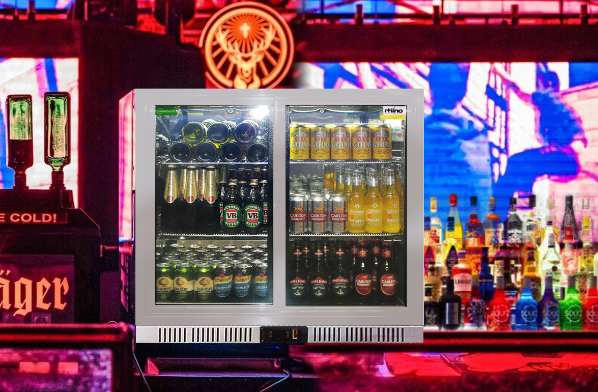 NW-LG208B Commercial Countertop Double Glass Door Beer & Cold Drinks Back Bar Chiller Fridge Price For Sale