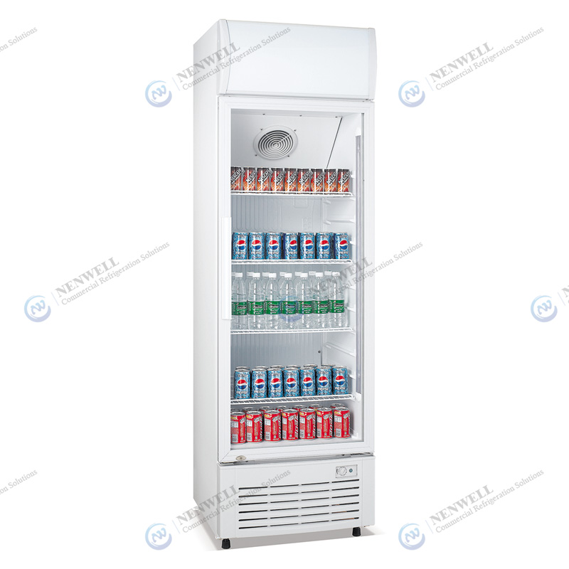 Commercial Upright Single Swing Glass Door Merchandiser Refrigerator With Fan Cooling System