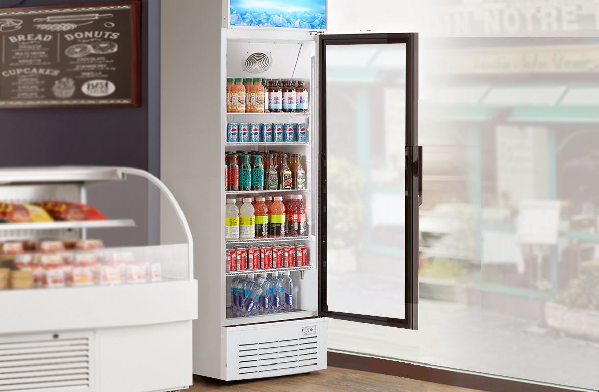 NW-LG220XF-300XF-350XF Upright Single Glass Door Drinks Display Cooler Fridge With Fan Cooling System Price For Sale manufacturers & factories