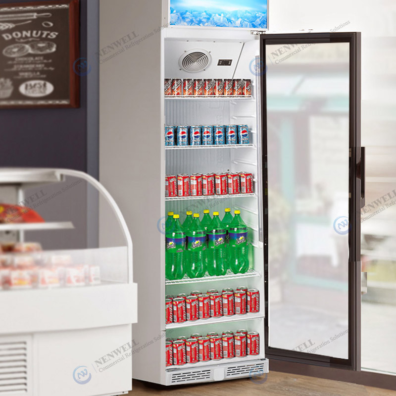 Commercial Upright Single Glass Door Beverage Cooler Fridge With Fan Cooling System
