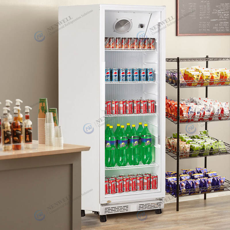 Upright Single Glass Door Cold Drink Bar Display Fridge With Direct Cooling System