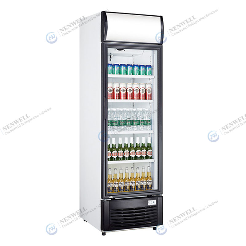 NW-LG232B Upright Single Glass Door Display Chiller Fridge With Direct Cooling System
