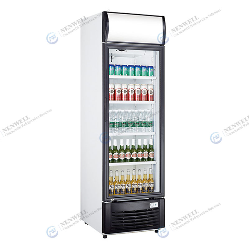 Upright Single Glass Door Display Chiller Fridge With Direct Cooling System